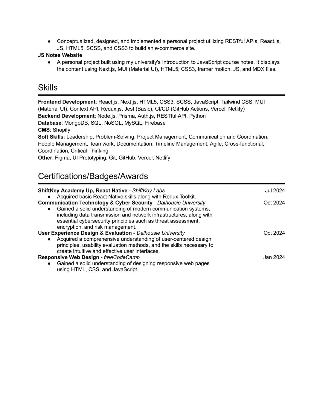 resume page 2